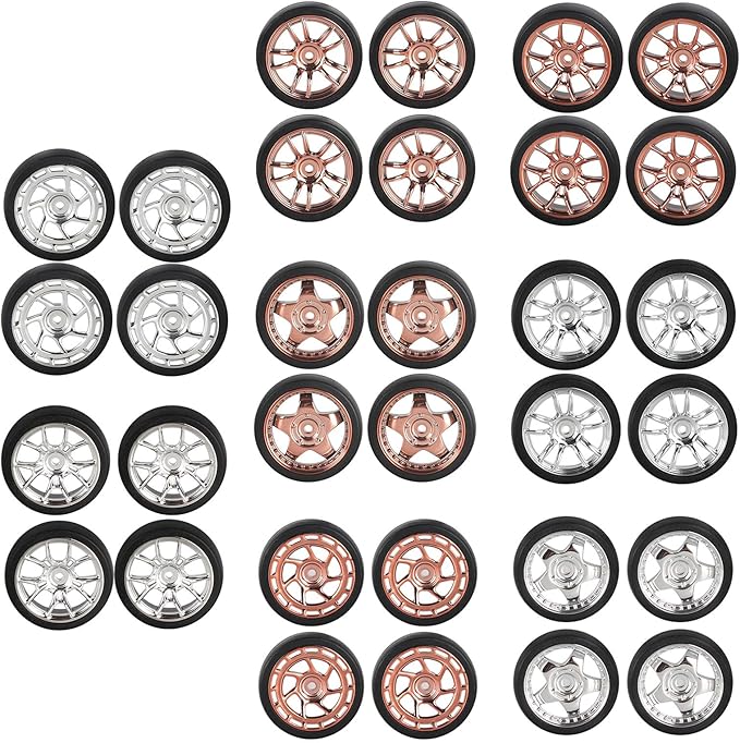 4PCS Black Toy Car Wheel Tires,48mm Simulation Rubber Tire Toy Model Spare Parts Easy Installation Small in Size,Remote and App Controlled Vehicles Parts Tires