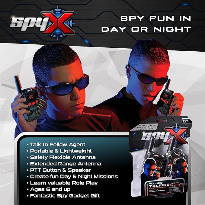 MukikiM SpyX / Spy Walkie Talkies - Made for small hands and doubles as a Spy Toy for Buddy Play. Perfect addition for your spy gear collection!