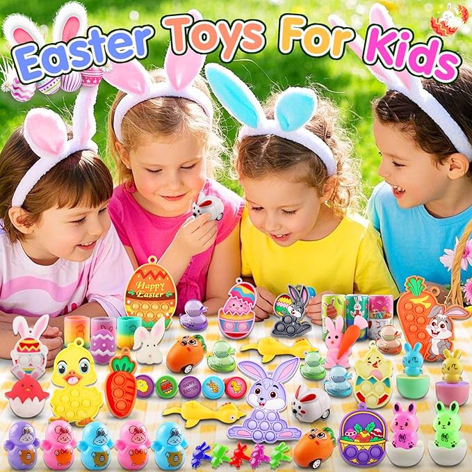 200PCS Easter Egg Fillers, Easter Basket Stuffers for Kids - Assorted Easter Toys for Egg Stuffers, Egg Hunt Prizes