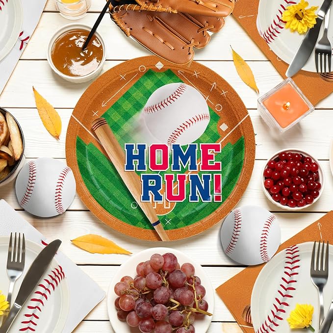 Baseball Party Supplies Kit for 50 - Complete with Dinner & Dessert Plates and Napkins- Baseball Birthday & Gameday Celebrations -Baseball Party Decorations &