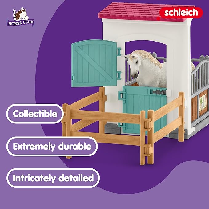 schleich HORSE CLUB — Horse Stall Extension Play Set for Children, 21 Piece Horse Stable Play Set with Horse Toys for Girls and Boys Ages 5+