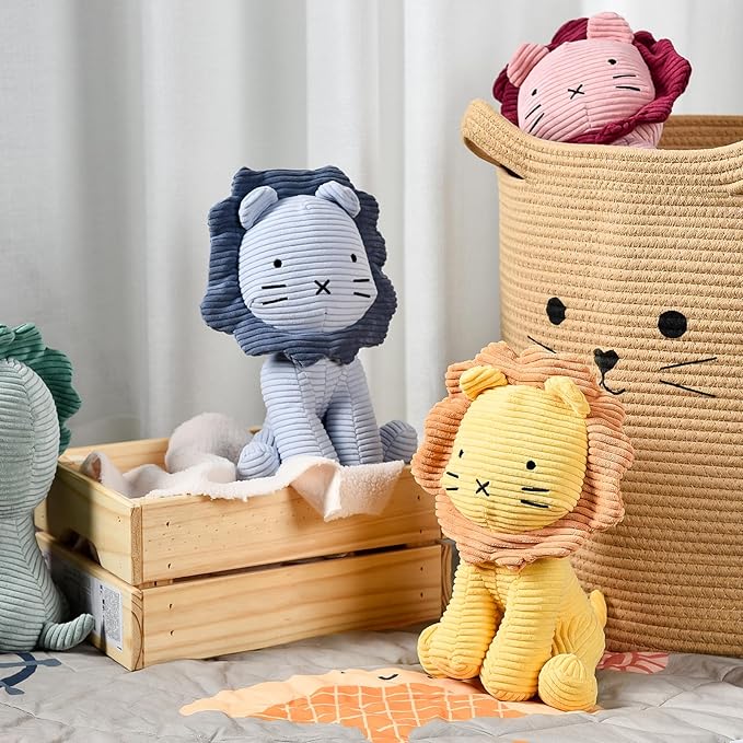Lion Plush Corduroy (Blue) 11" Stuffed Animal for Baby, Toddler, Kids, Adults - Lion Corduroy Toy-Adorable Toy Made from Kid-Friendly, Quality Material