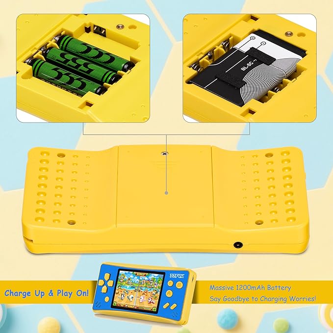 JJFUN Portable Game Console for Kids – 3.2" Screen, 168 Built-in Classic Games, Plug & Play on TV, Rechargeable, No WiFi Needed, Ideal Gift for Boys & Girls, Great for Travel, Holidays & Birthdays