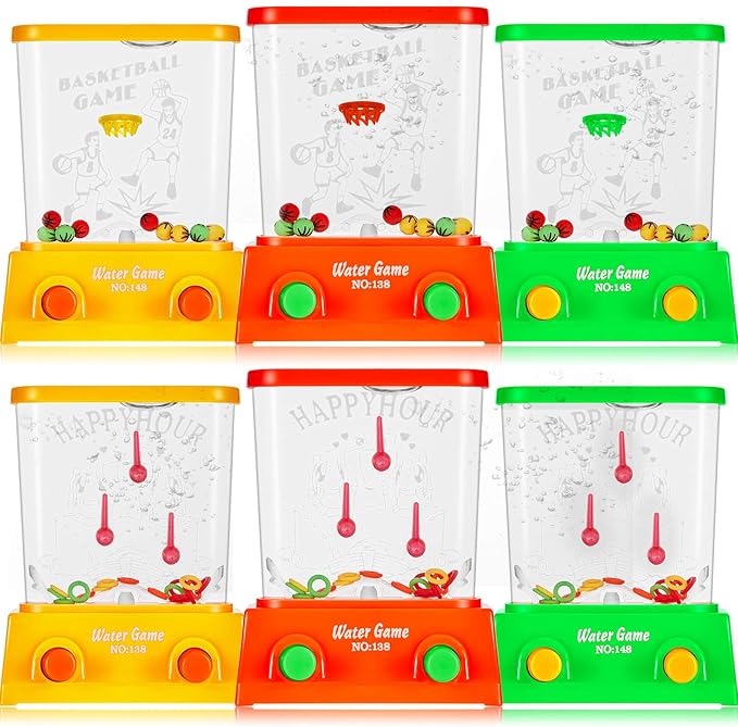 Sumind 6 Pack Mini Water Ring Toss Game for Kids, Retro 80s 90s Handheld Water Toy, Easter Basket Stuffers Bulk, Birthday Party Favors, Classroom Prize Toy(Classic Style)