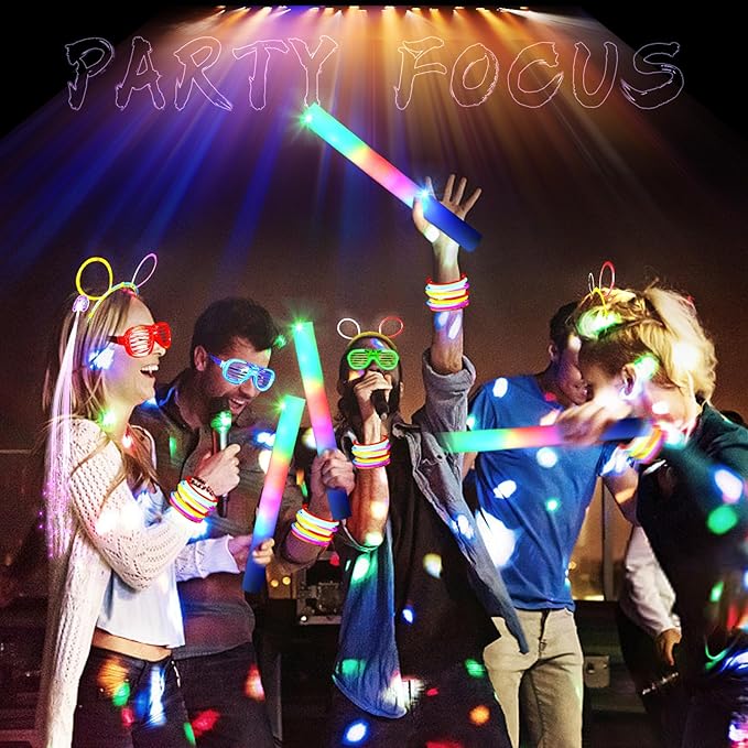 272 PCs Glow Party Supplies, 24 Foam Glow Sticks, 24 LED Glasses and 200 Glow Sticks ＆ Bracelets, 12 Glow sticks headband 12 Fiber Optic Hair Light，Glow Neon Party Favors for Wedding, Concert, Raves