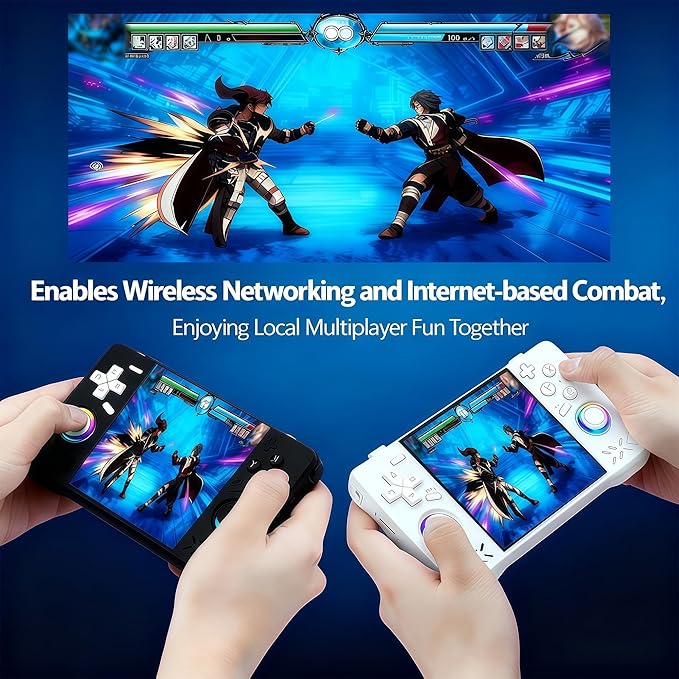 Upgraded XF40H Handheld Game Console,Retro Gaming Console Preloaded with Classic Games,4.0 Inch 4K HD IPS Screen,Portable Pocket Video Gaming with Valentine's Card & Premium Gift Box(128Gb Blue)