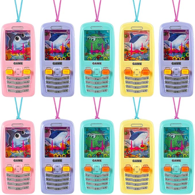 Gejoy 10 Pcs Handheld Water Ring Games Kids Party Favors Cellphone Water Ring Toss Game Goodie Bags Stuffers Party Favors for Kids Teenager Birthday Contest Prize (Stylish)