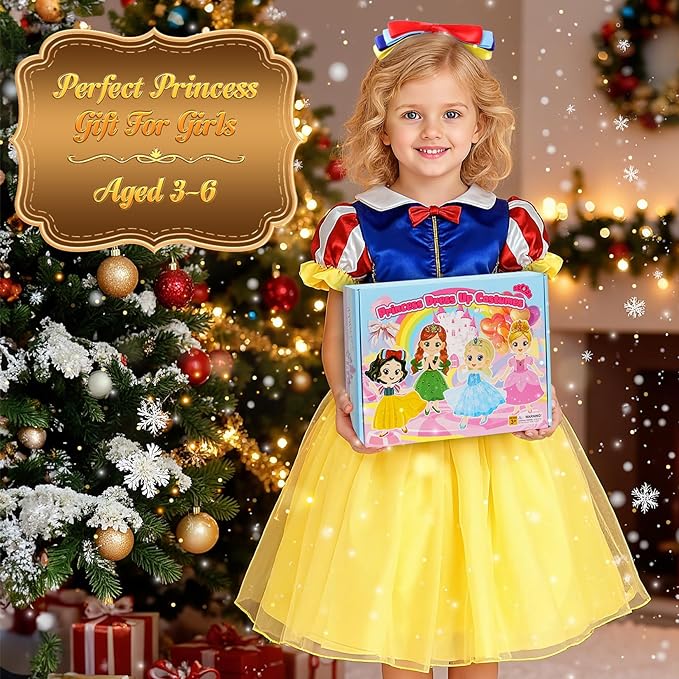 VGOFUN Princess Dress Up Clothes for Little Girls - Princess Dresses for Girls with Princess Toys Dress Up Costume Pretend Play Outfit Toddler Gifts for Christmas Birthday Halloween Aged 3-6