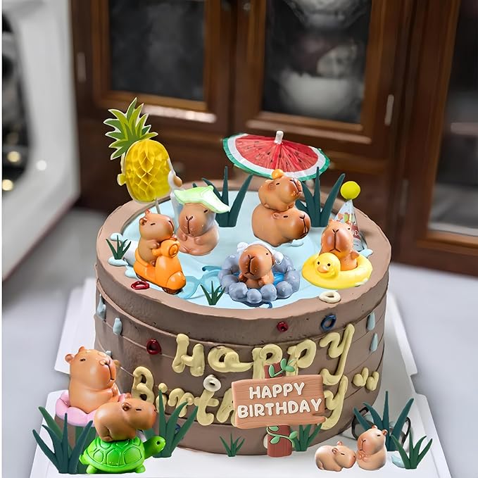 Capybara Cake Toppers Mini Blowfish Party Supplies Capybara Birthday Party Supplies