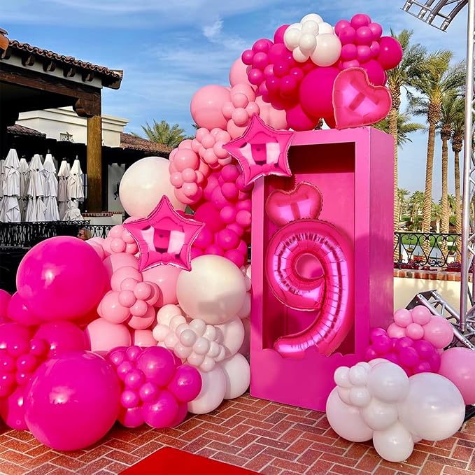 40 Inch Number Balloons Hot Pink 9 Large Number Balloon Anniversary Event Celebration Bachelorette Cowgirl Let's Go Girls Pink Themed 9th Birthday Party Decor Supplies 9 Pcs