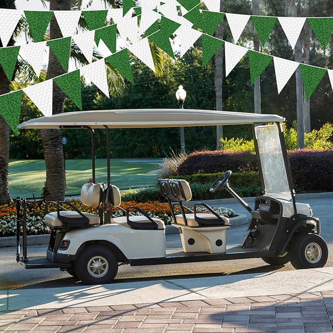 Jetec 5 Pcs 49 ft Golf Party Decorations Pennant Banner Theme Triangle Flags Garland Bunting Banner for Fans Outdoor Indoor Home Sport Birthday Party Decorations Supplies