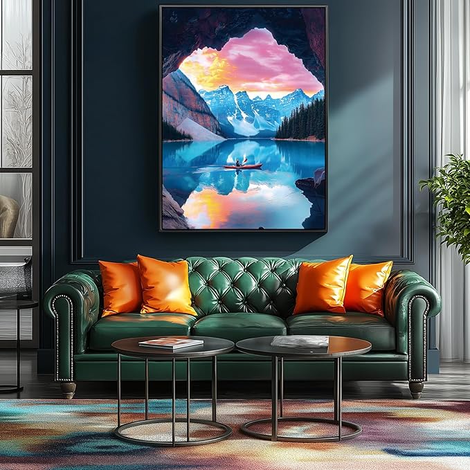 1000 Piece Jigsaw Puzzle for Adults - Mountain Lake Landscape Puzzle - Scenic Kayak View with Sunset Challenging Puzzles for Gifts Party Games Family Fun, Puzzle Size 27.55 * 19.68 in