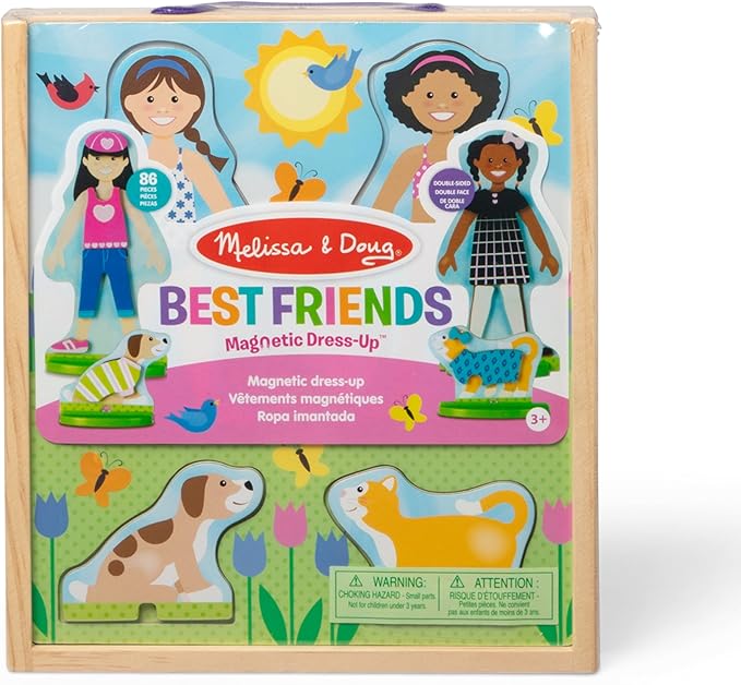 Melissa & Doug Best Friends Magnetic Dress-Up Wooden Dolls Pretend Play Set (78 pcs)