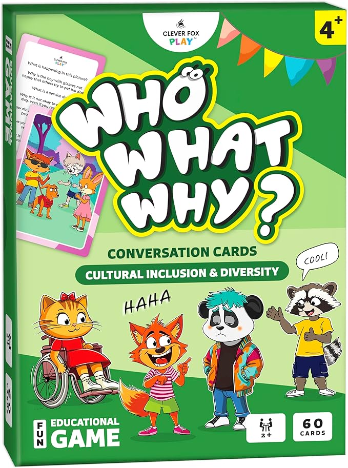 Who What Why Cultural Diversity & Inclusion Cards for Kids – Learning Materials for Empathy & Social Awareness – Conversation Cards for Understanding Traditions, Culture & Community, Ages 4+