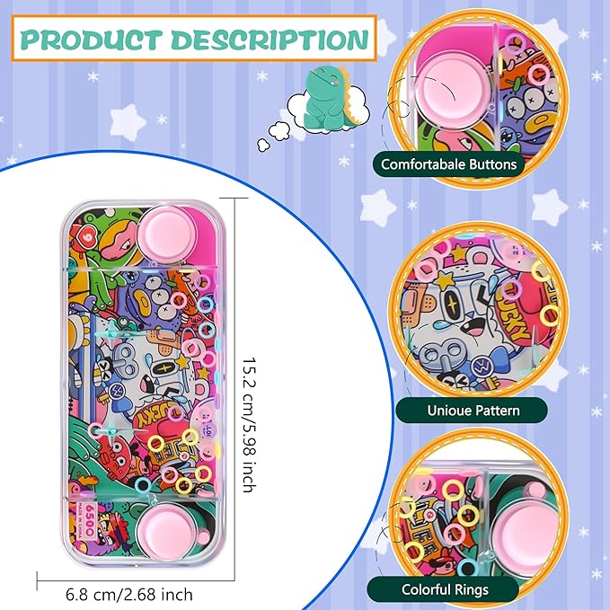 8 Pcs Handheld Water Games 80s 90s Nostalgic Multicolor Ring Toss Game for Birthday Children's Day Party Favors Gift Bag Fillers Stocking Stuffers