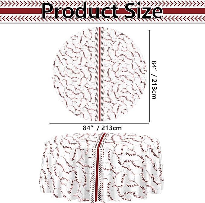 3pc Tablecloths, Disposable Party Decorations - 84Inch Patterned Table Covers for Boys Baseball/Sports Events Birthday Parties