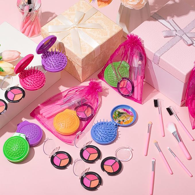12 Sets Kids Makeup Kit for Girls, Kids Spa Party Supplies for Girls, Sleepover Makeup Cosmetic Set Birthday Party Favors Toddler Girl(Multicolor)