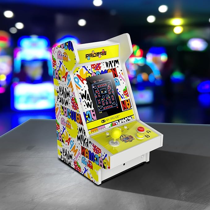 My Arcade Pac-Man 45th Anniversary Mighty Player: Pac-Man 45th Anniversary Console, Retro Games, Countertop Arcades, Illuminated Marquee, 4 Games in 1,Rechargeable Battery
