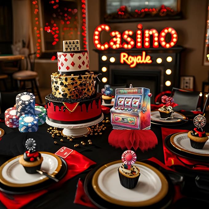 12 Pack Casino Table Decorations - Casino Party Decorations for Adults' Birthday and Themed Events - Casino Table Toppers