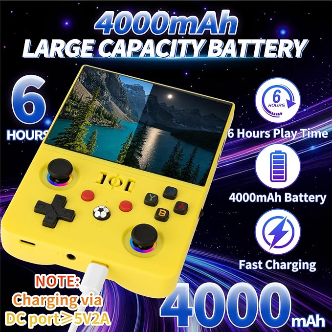 2026 NEW Upgrade R36MAXPRO Retro Handheld Game Console - 4.5 Inch Ultra-Large Screen, Support 18000+Classic Games, 64G TF Card, Linux System, 4000mAh Battery, Birthday Gift for Adult - Yellow