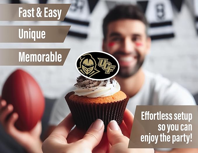 University of Central Florida Cupcake Topper Party Supplies for UCF Football, Birthday, Graduation Party Decorations (24 Pieces) (UCF Knights)