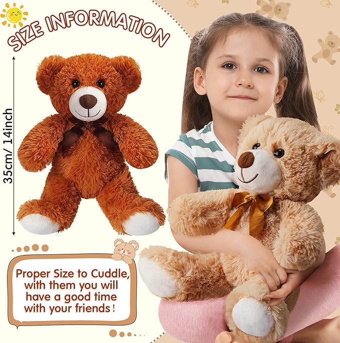 Zhanmai 18 Pcs 14 Inch Bears Stuffed Animal Bulk Gifts Plush Bear Toys for Birthday Baby Shower Graduation Party Favor(Mixed Colors)