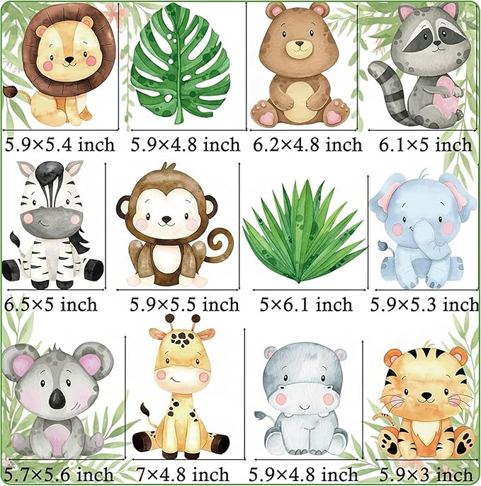 24Pcs Jungle Animals Centerpiece Sticks Safari Animal Table Toppers for Jungle Birthday Party Zoo Animals Baby Shower Supplies Safari Party Decoration