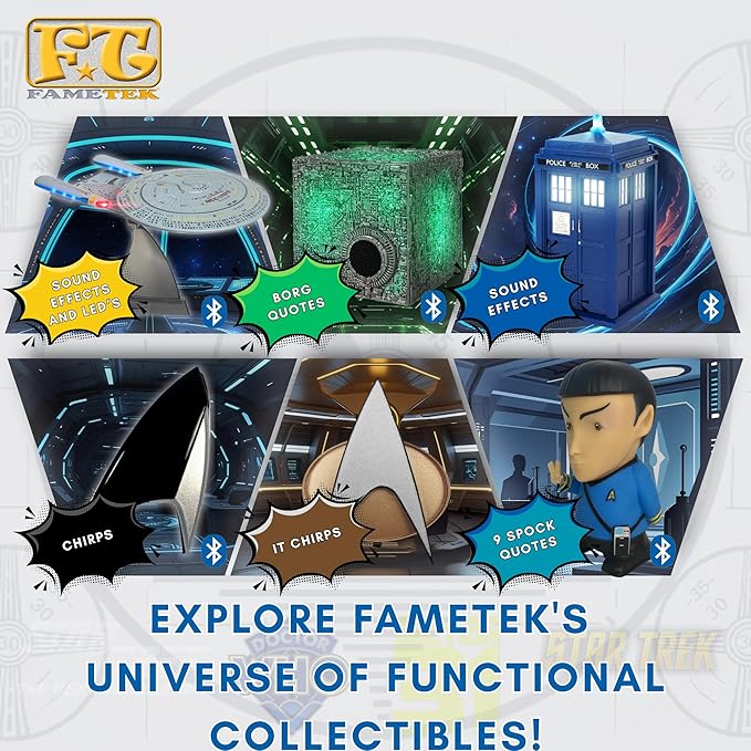 FAMETEK Star Trek Section 31 Bluetooth ComBadge with Chirp Sound Effect, Star Trek Communicator Badge
