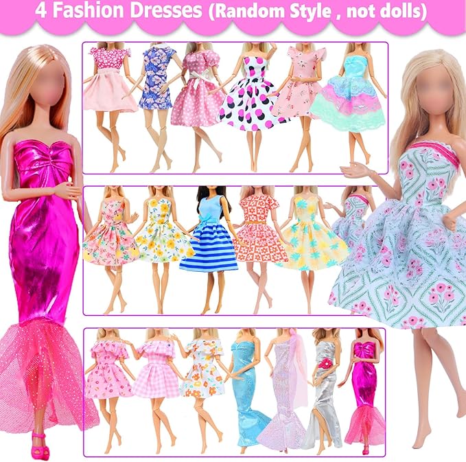 BJDBUS 11 Sets Doll Clothes 3 Sequins Dresses 4 Fashion Dresses and Floral Short Skirt 4 Casual Outfits Tops and Pants for 11.5 inch Girl Doll Clothing