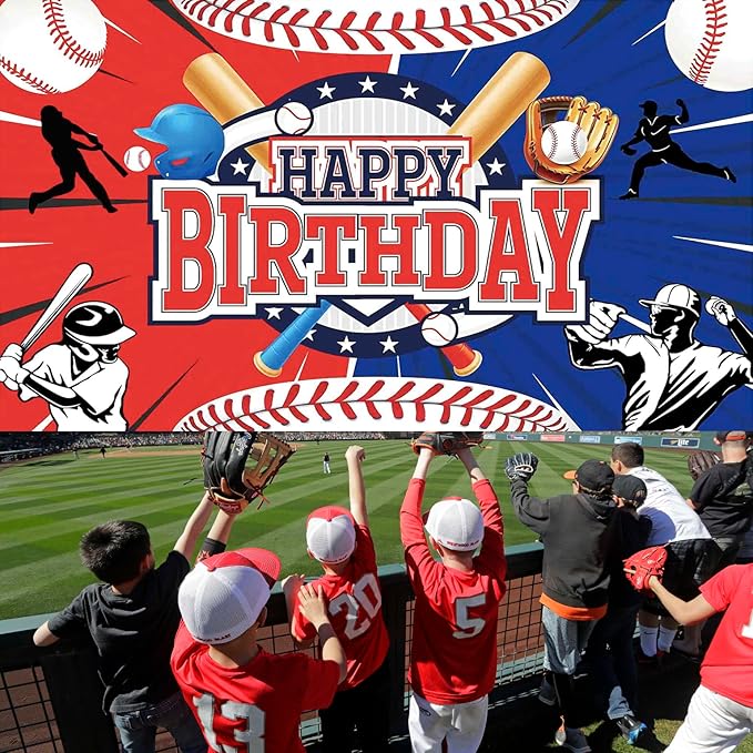 Baseball Birthday Party Decoration Baseball Happy Birthday Backdrop Baseball Photo Background Banner Poster for Baseball Party Decorations Party Supplies 70.8 x 47.2 Inch