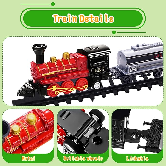 MEMOVAN Train Cake Toppers 13pcs Train Cake Decorations Mini Trains Toy Traffic Track Railway Lights Cake Topper Decorations for Boy's Kids Steam Trains Theme Birthday Party Supplies