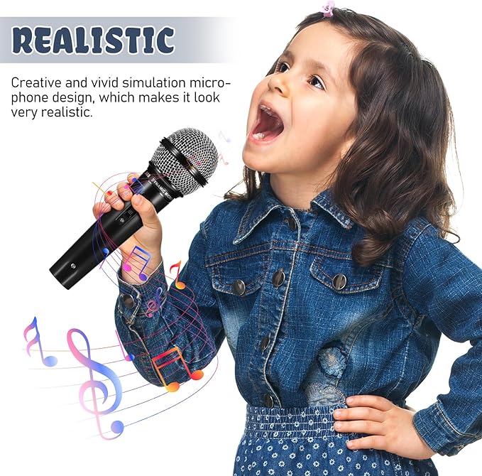 NUOBESTY Microphone for Kids, 6.4" Fake Toy Microphones for Toddler Plastic Pretend Play Mic Prop Toys for Halloween, Christmas, Party Favors, Kid Karaoke Costume Prop