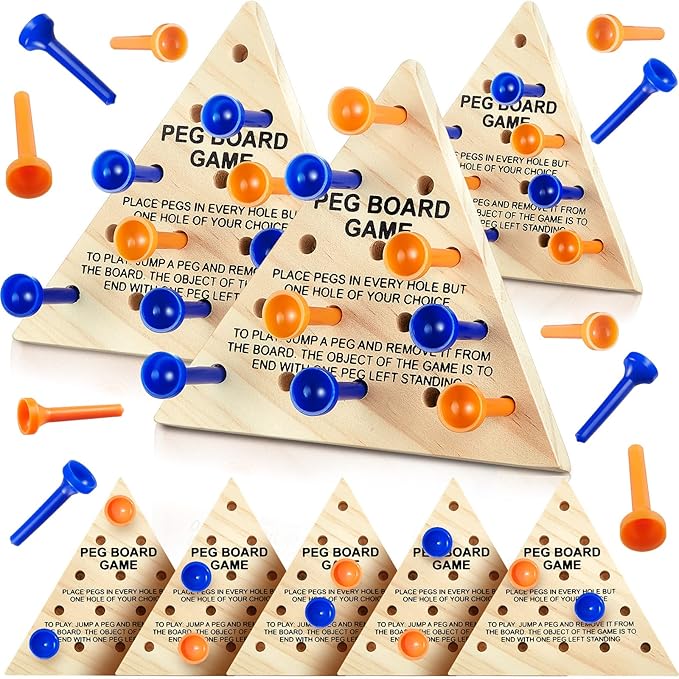 Zhanmai 3 Sets Wooden Triangle Peg, Educational Board, Travel Size, Operation Christmas Learning Puzzles (Cute)
