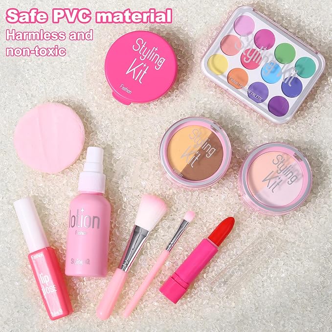 Children's Home Makeup Toy Set of 10, Liquid Free and Powder Free, Girl Dress-Up Toy, Kids Pretend Play，Toys for Girls Princess Birthday Gift Age 4 -12