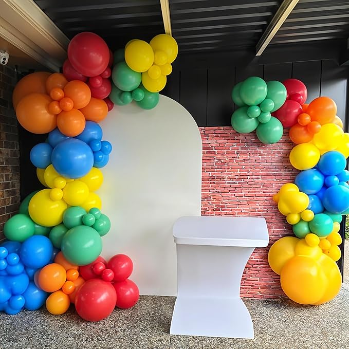Red Yellow Blue Green Balloons, 60PCS Red Orange Blue Balloons, Rainbow Cartoon Theme Primary Color Latex Balloon for Kids Birthday Baby Shower Festival Carnival Circus Party Decorations Supplies
