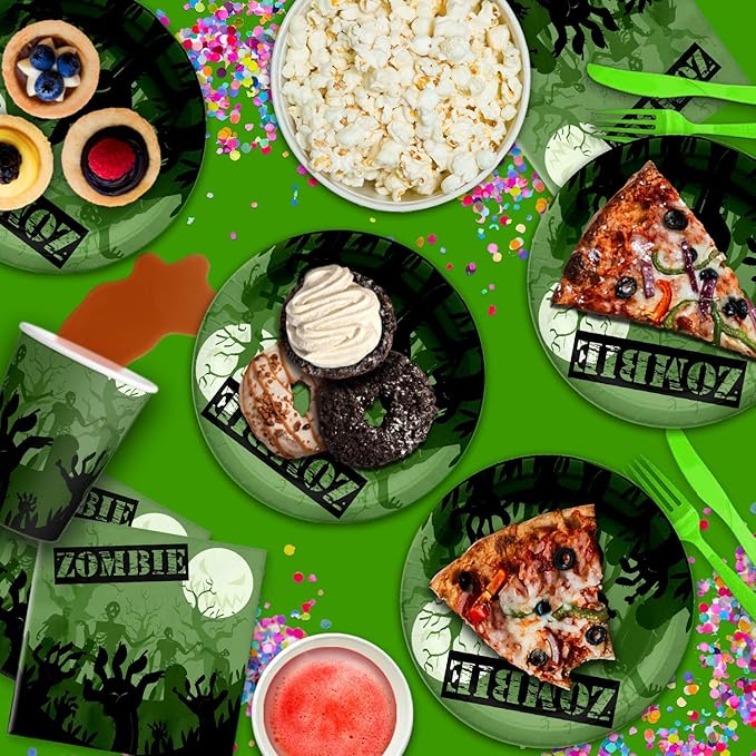 Zombie Birthday Party Supplies Set Plates Napkins Cups Tableware Kit for 16