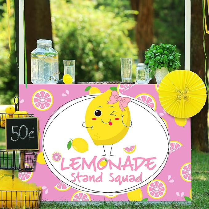 24" x 118" Lemonade Tablecloth for Lemonade Stand Supplies Lemon Table Cover for Kids Lemon Party Supplies Summer Beach Picnic Birthday Party Decorations(Pink)