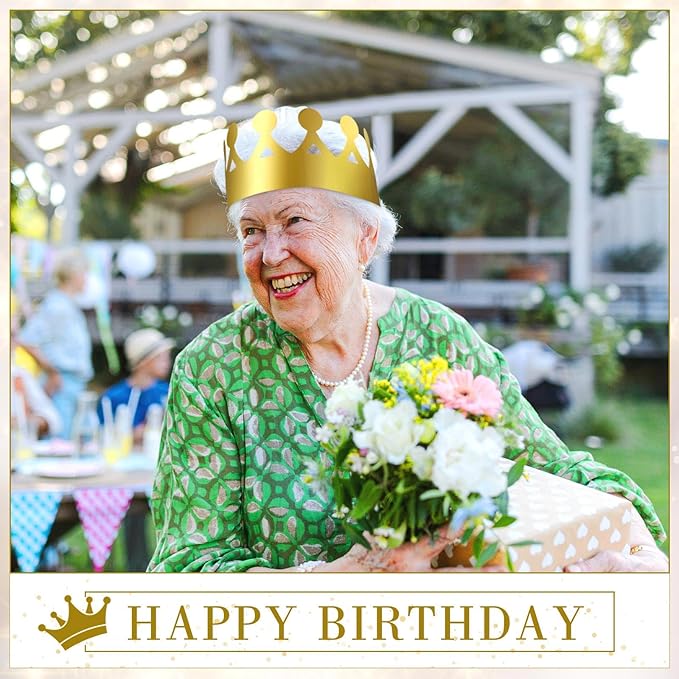 Crtiin 100 Pcs Gold Paper Crowns Birthday Party Bulk for Adults Classroom Students Hat Supplies Favors (Simple Style)