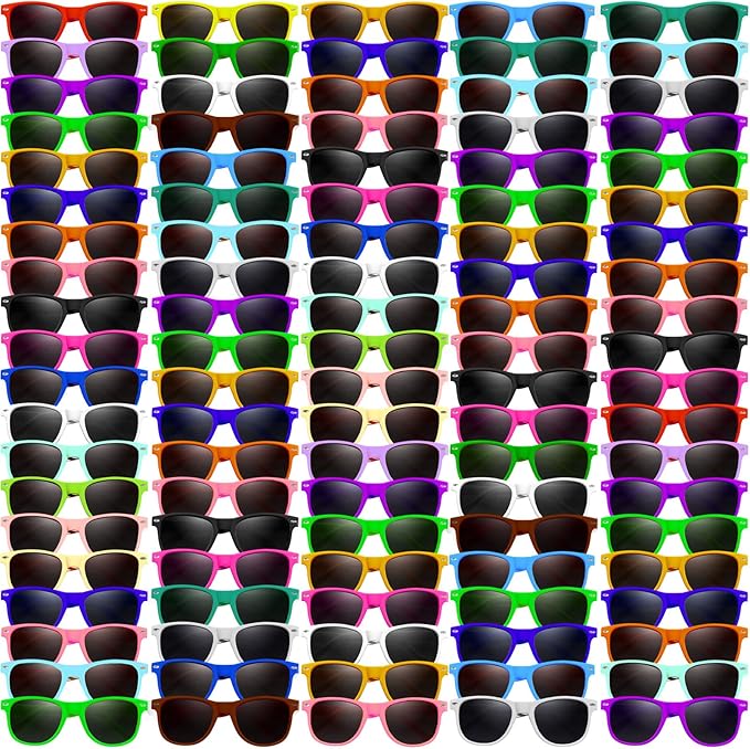 120 Pack 20 Color Neon Sunglasses Party Favors Bulk,80’s Retro Style Perfect Colorful Novelty Sun glasses Set for Birthday Party Supplies,Beach,Pool Party Favors,Goody Bag Favors for Kids Adults
