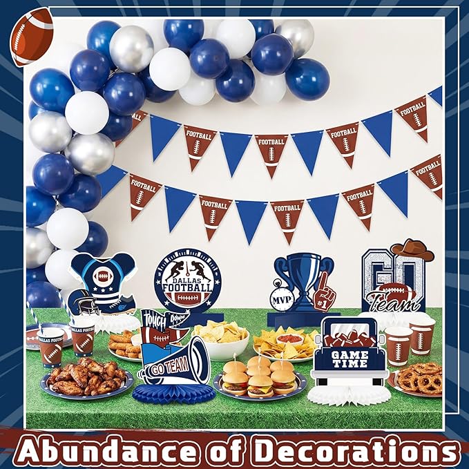 Marspark 12 Pcs Cowboy Football Party Decoration Centerpieces Birthday Party Supplies Cowboy Football Honeycomb Centerpieces Sports Theme Decor for Kids Boys Birthday Baby Shower