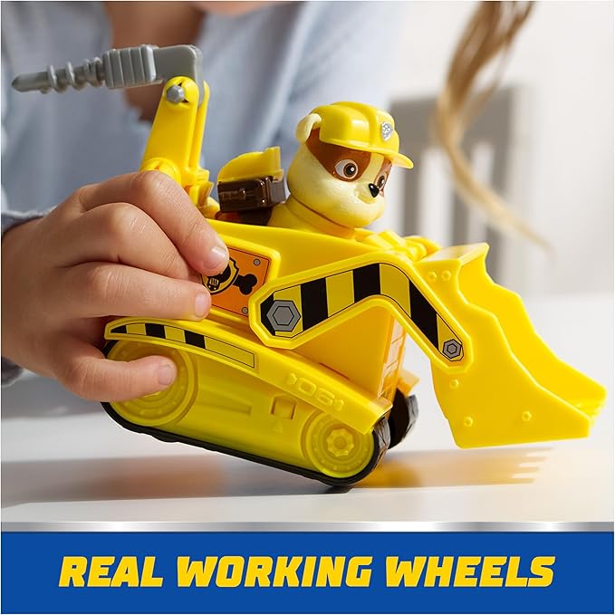 PAW Patrol, Rubble’s Bulldozer Toy Truck with Collectible Action Figure, Sustainably Minded Kids Toys for Boys & Girls Ages 3 and Up