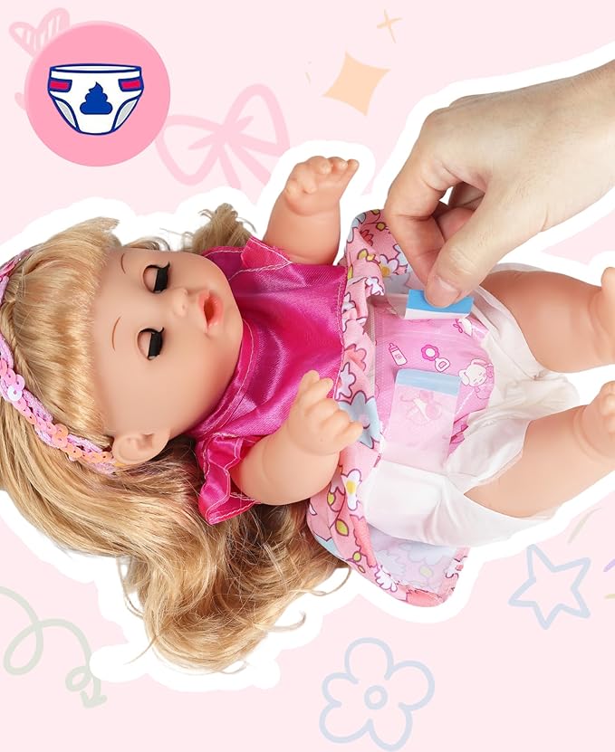GAGAKU Baby Doll with Hair, 12" Baby Dolls for Girls 3 4 5 6 Years Old, Baby Doll for Toddlers Kids, 12 Inch Baby Dolls with Accessories