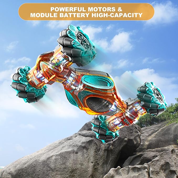 RC Cars, 1:12 Gesture Sensing Stunt Car Toys for Boys Girls 6-12 Year Old, 4WD Hand Remote Control Toy 360° Rotate Transform Off-Road Drift with Lights Sound, Birthday Xmas Gifts for Kids