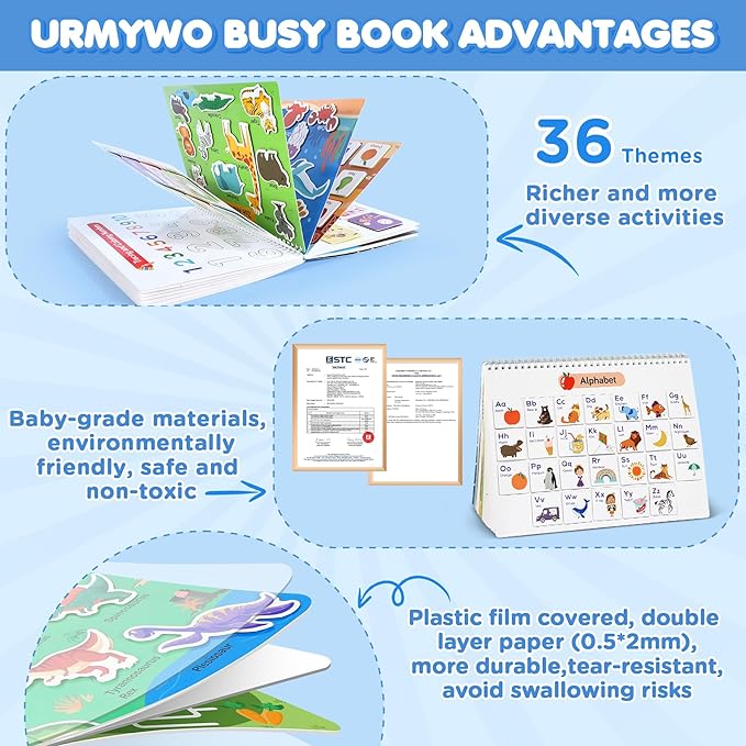 Busy Book for Toddlers 3-5,Preschool Learning Activities,Montessori Learning Educational Toys, Tracing Activity Coloring Books for Kids Ages 4-8, Autism Sensory Travel toys,Back to School,Easter Gifts