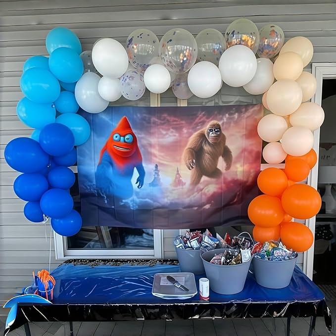 Blue and Orange Balloons, 12 Inch Light Royal Blue Pastel Orange Confetti Balloon, White Helium Balloons for Kids Boys Theme Party Baby Shower Happy Birthday Party Decoration Supplies
