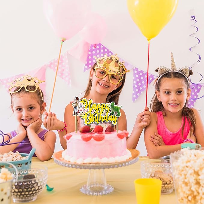 "Toy Stry Happy Birthday Cake Topper – Cartoon Theme Birthday Party Supplies – Fun & Colorful Cake Decoration for Birthday Parties – Perfect Themed Party Décor for Cake & Dessert Table"