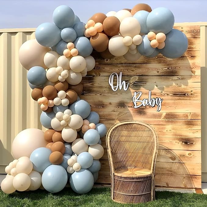 Bear Balloon Garland Arch Kit 121pcs Brown and Blue Balloons with Bear Foil Balloons for We Can Bearly Waits Theme Baby Shower Birthday Party Decorations