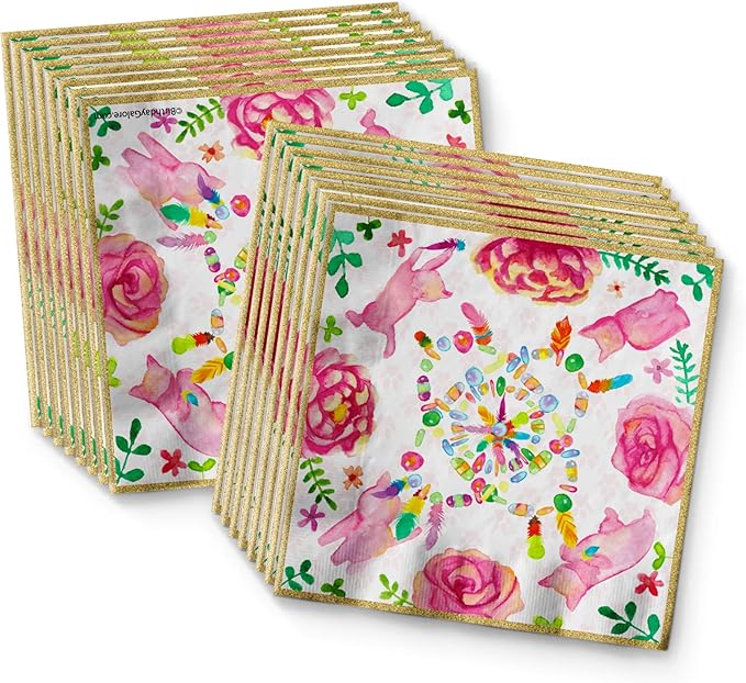 Kitten Kitty Cat Floral Birthday Party Supplies Set - Cat Birthday Party for Girl - Kitten 1st Birthday Party - Spring Party - Boho Party - Tableware Includes Plates, Napkins and Cups | Kit for 16