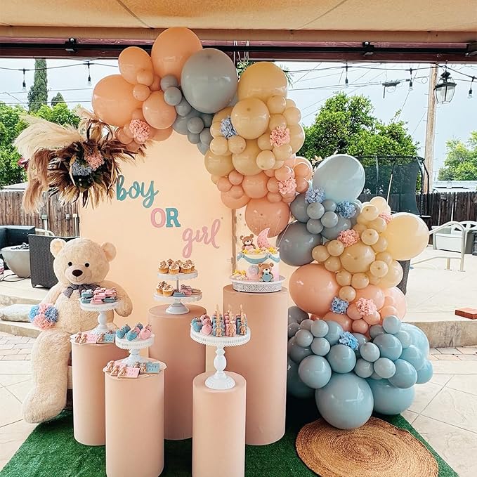 Pink and Blue Balloon Arch Kit 133 Pcs Gender Reveal Balloons Garland Pastel Pink Dusty Blue Latex Party Balloon for Boy or Girl Gender Reveal Birthday Bridal Baby Shower Party Decorations