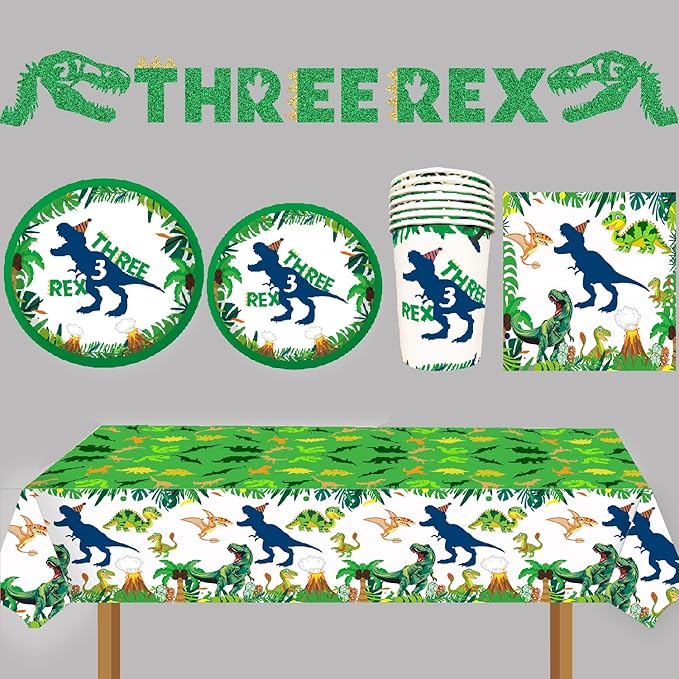 3pcs Dinosaur Party Tablecloth Dinosaur Birthday Table Cover T-Rex Dinosaur Party Supplies Decorations Dino 1st 2nd 3rd 10th Birthday Table Cloth for Boys-86.6 * 51.2in